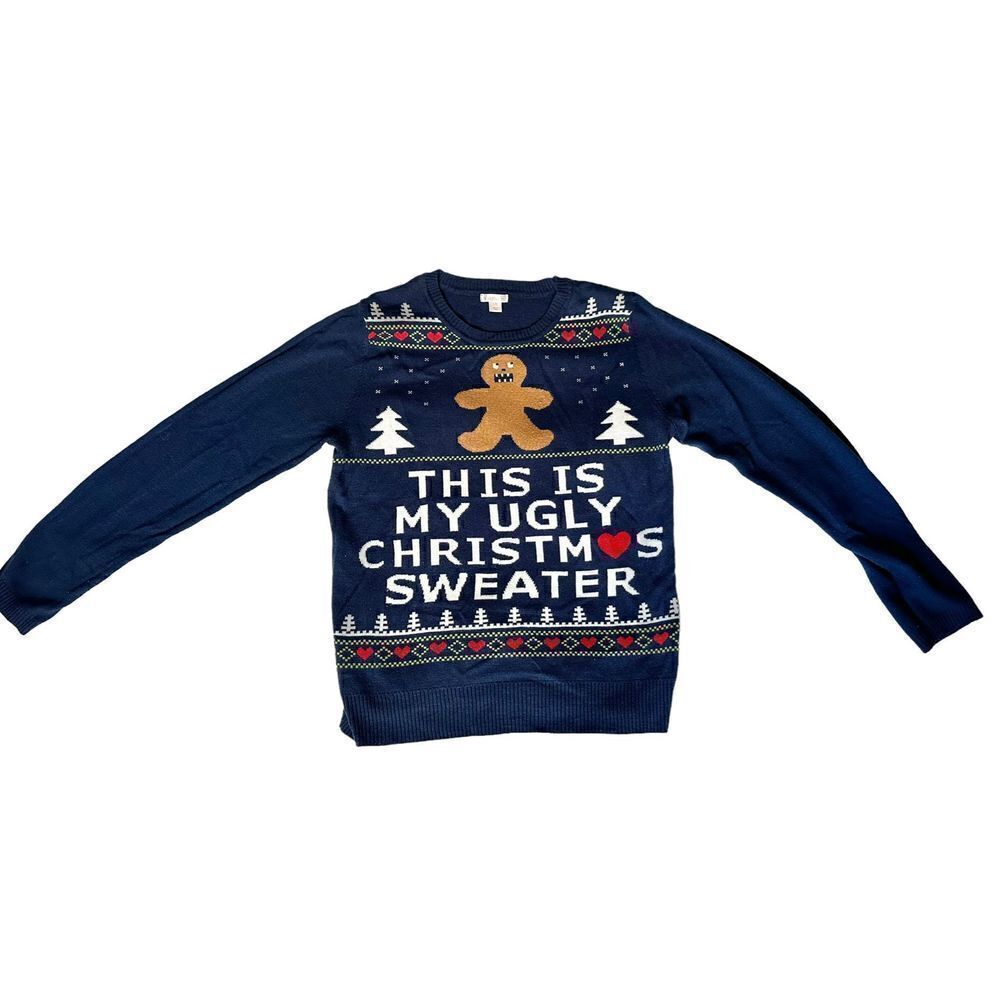 Gingerbread Man Ugly Christmas Sweater, L